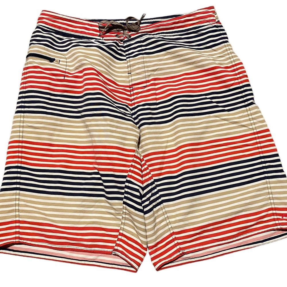 Patagonia Board Shorts Swim Trunks 36 striped drawstring 11" beach surf NWOT